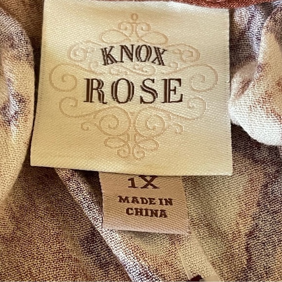 Knox Rose Women’s Tiered Bohemian Midi Dress Plus Size 1X Puff Sleeves Paisley - Picture 11 of 11